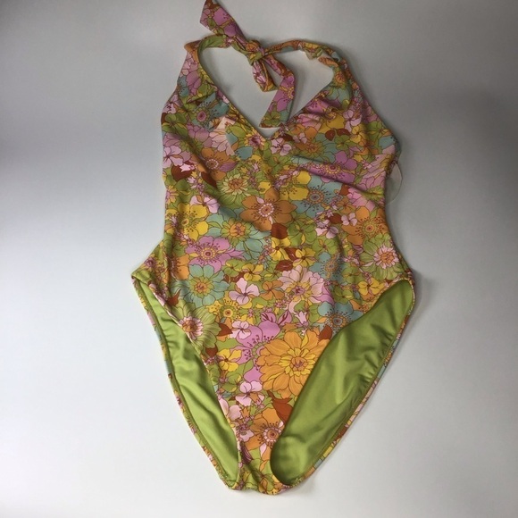 Show Me Your Mumu Cape Cod One Piece Swimsuit in Groovy Blooms Size XLarge. - Picture 3 of 11